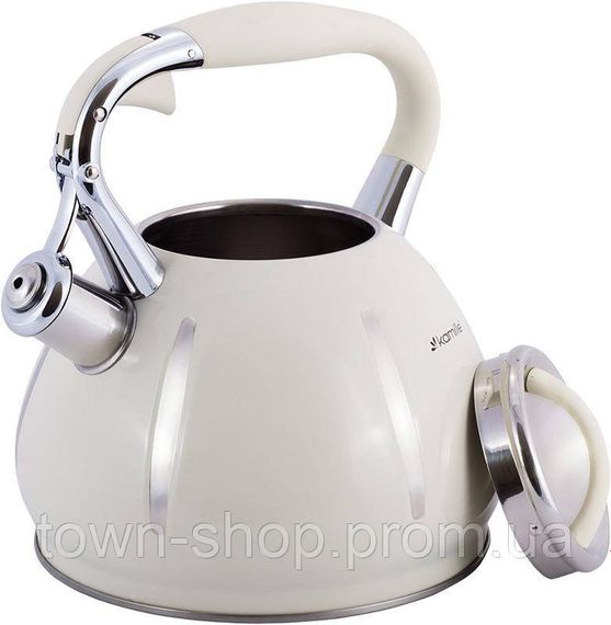 Чайник Kamille Marshmallow 3л из нержавеющей стали со свистком, бежевый KM-0691A-WH | Зображення 1