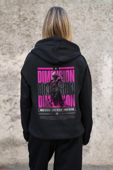 Утеплене зіп худі на флісі зіпер з принтом Dimension Without Kane Black | Зображення 6