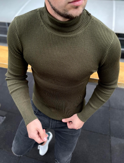 Мужской теплый вязаный гольф DS0002 рXXL хаки