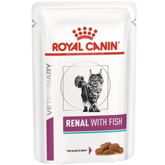Вологий дієтичний корм з рибою Royal Canin Renal Fish для котів при нирковій недостатності (шматочки в соусі), 85 г