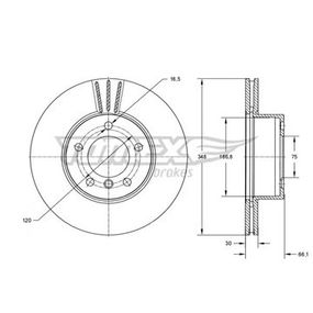 Диск тормозной передний BMW 5 F10/F11 10-17/ 6 F06/F12/F13 11-18 (348x30), TX 73-98
