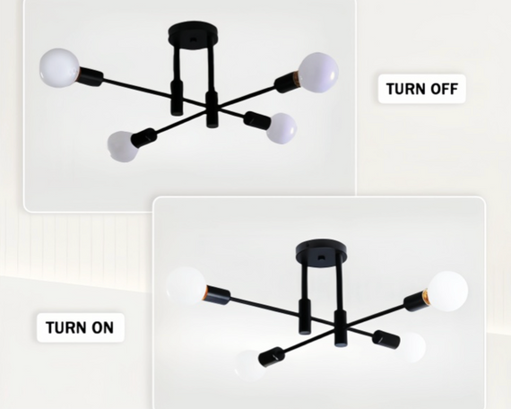 Стельовий світильник zhxinashu Black (4 плафони E27, ретро-стиль) | Зображення 5