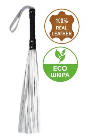 Флоггер из комбинированной кожи Flirty COMBO Leather - Black & Silver, BM-00035 sexstyle