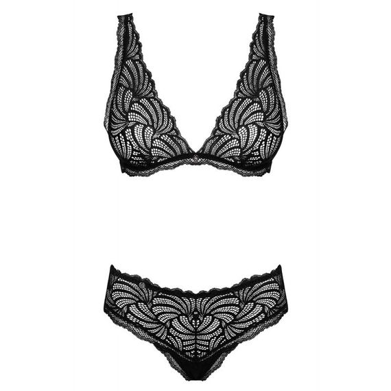 Комплект мережива Obsessive Sweetia з абстрактним візерунком, чорний, S/M sexstyle | Зображення 2