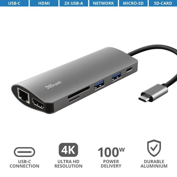 USB-хаб Trust DALYX 7-IN-1 USB-C ALUMINIUM (23775_TRUST) | Зображення 6