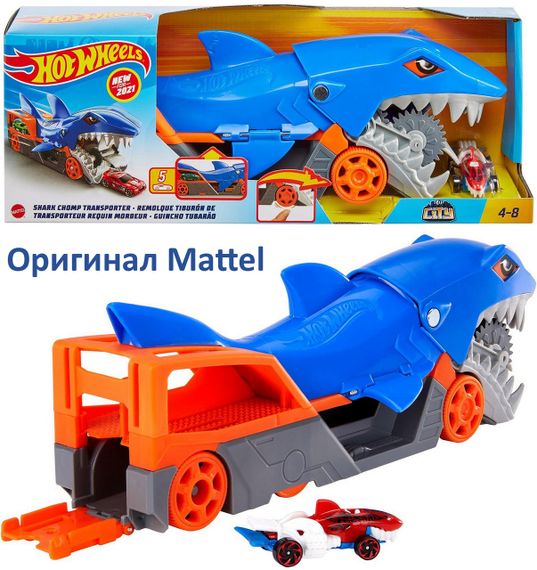 Грузовик транспортер Хот Вилс Голодная акула / Акулья пасть. Hot Wheels Shark Chomp Transporter
