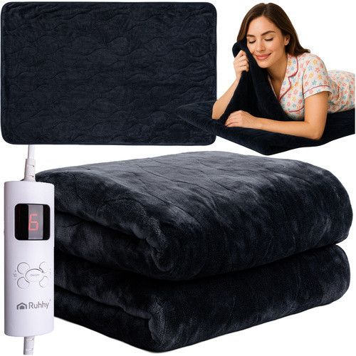 Електроковдра з підігрівом RUHHY 180×130 см, 6 режимів, чорна