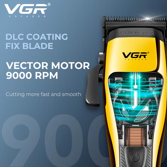 Аккумуляторная машинка для стрижки VGR V-015, 6 насадок с магнитами, 9000 RPM, 2500 mAh, LED дисплей | Зображення 4