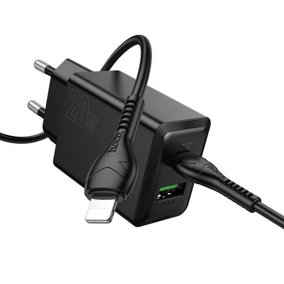 Набір СЗУ HOCO N69+Type-C/Lighting кабель, 1xUSB+1xUSB-C, PD20W+QC3.0, кабель 1м | Зображення 3