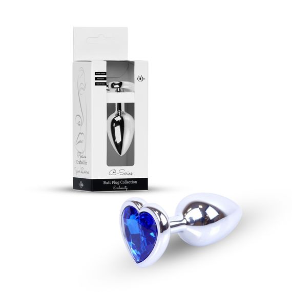 Анальна пробка - Jewellery Silver  Heart PLUG- Dark Blue