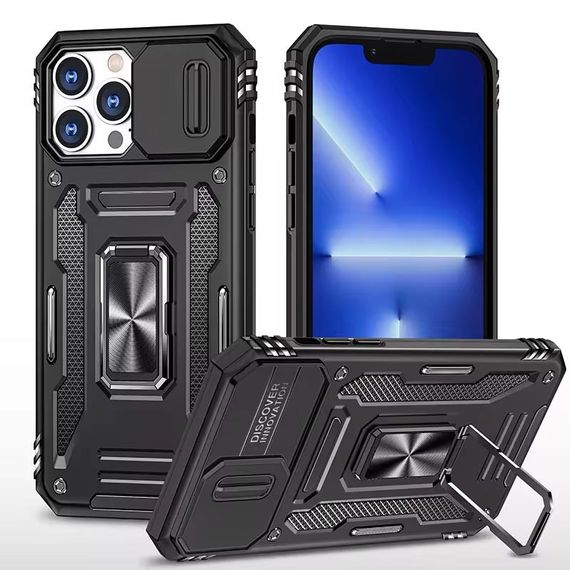 Ударостійкий чохол Camshield Army Ring для Apple iPhone 13 Pro (6.1") Чорний / Black