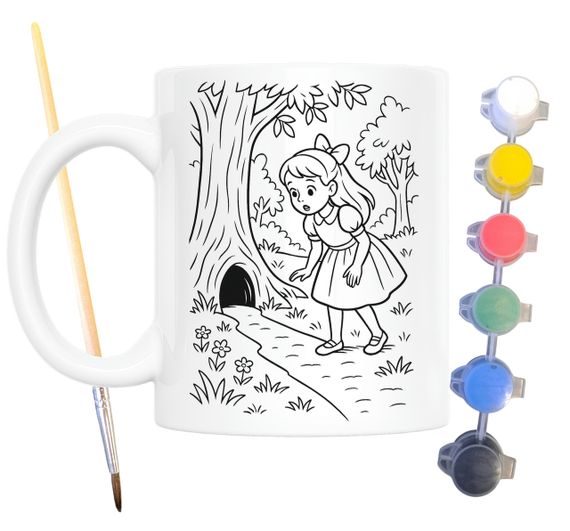 Набір для творчості кружка розмальовка за мотивами Аліса в Країні Чудес (Льюїс Керрол) 330 мл біла (КР0195)