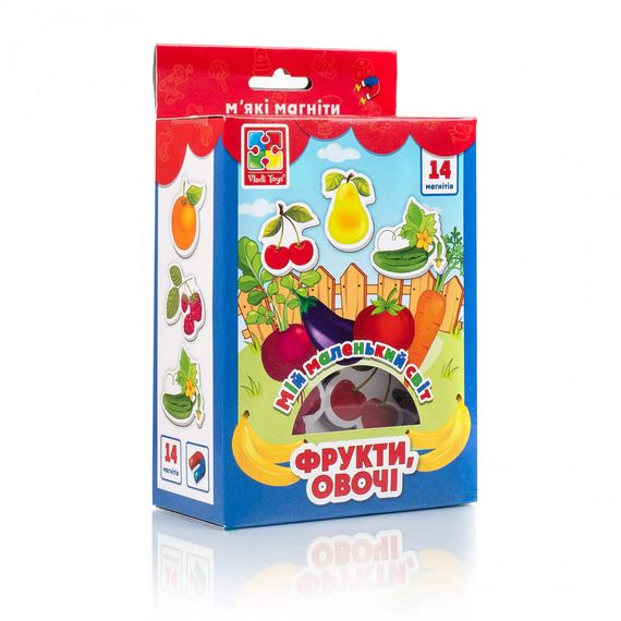 Детская игра мой маленький мир на магнитах VT3106, 4 вида "Овощи,фрукты"VT3106-11(укр)