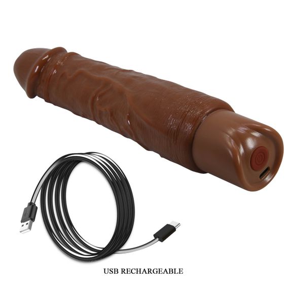 Перезаряжаемый вибратор реалистик Pretty Love - Rufus Realistic Vibrating Dildo Brown, BW-500082-1 Sex Aura | Зображення 9