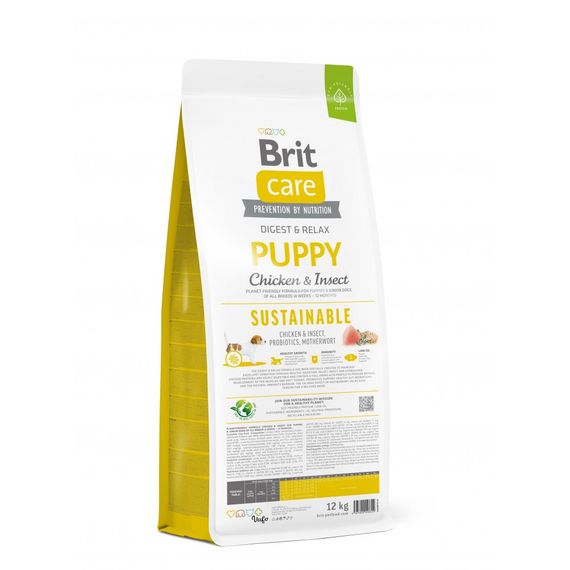 Корм сухий Brit Care Dog Sustainable Puppy для цуценят з куркою та комахами 12 кг | Зображення 2