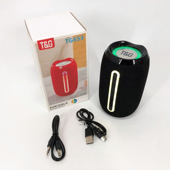 Портативная Bluetooth-колонка TG653 USB с ремешком, аккумуляторная колонка для музыки. Цвет: черный | Зображення 9