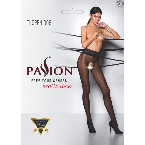 Эротические колготки Passion TIOPEN 008 3/4 (30 den), black, с вырезом | Зображення 4