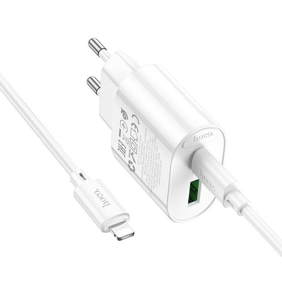 СЗУ Hoco C109A Fighter PD20W (1USB-C) + кабель Type-C to Lightning White | Зображення 3