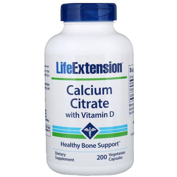 Мікроелемент Кальцій Life Extension Calcium Citrate with Vitamin D 200 Veg Caps