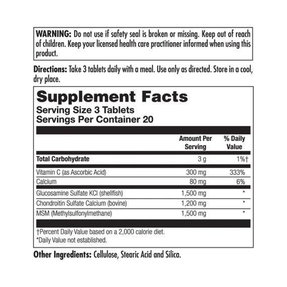 Glucosamine Chondroitin MSM - 60 tabs | Зображення 1