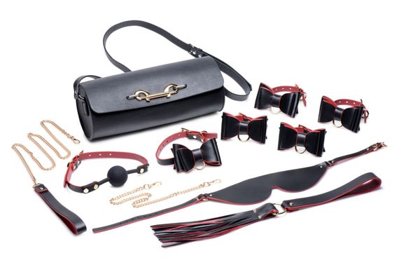 Набір для BDSM Master Series Bow Luxury BDSM Set With Travel Bag Чорно-червоний