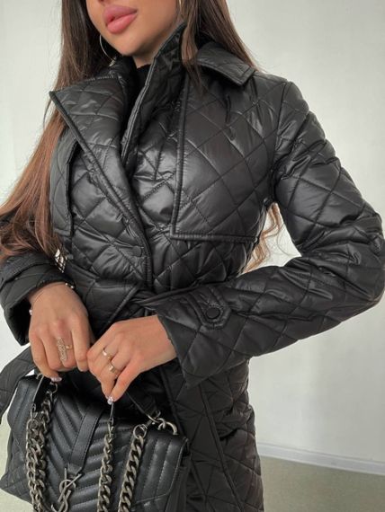 Пальто женское стеганое Milania Размер XS-S (42-44), M-L (44-46), XL (48-50) Черный | Зображення 3