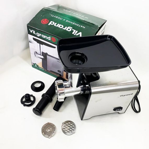 М'ясорубка електрична з нержавіючої сталі VILGRAND V1212MG сталева 1200 Вт | Зображення 1