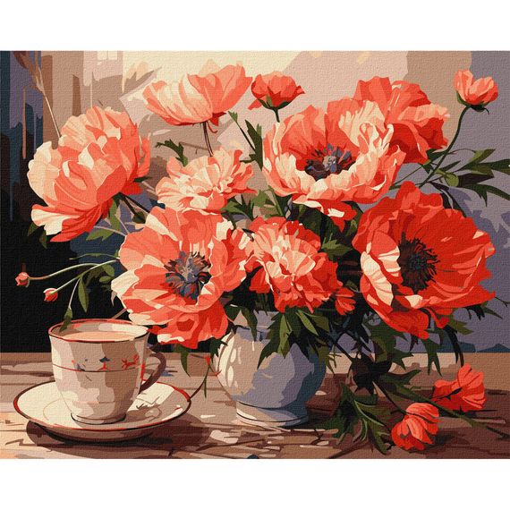 Картина по номерам "Букет с маками" KHO3263 40х50см
