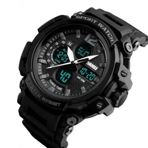 Годинник наручний чоловічий SKMEI 1343BK BLACK, годинник тактичний протиударний. IY-790 Колір: чорний | Зображення 1