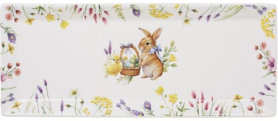 Набір 6 прямокутних тарілок "Easter Melody" 35х15см (Кролик), порцеляна