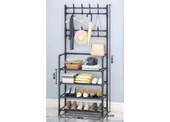 Універсальний вішак для одягу New simple floor clothes rack size 60X29.5X151 см Чорний | Зображення 3