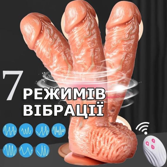 Реалістичний фалоімітатор MUHA Real Heat з підігрівом, телескопічним рухом та пультом ДУ (19.5*4 см) L | Зображення 7