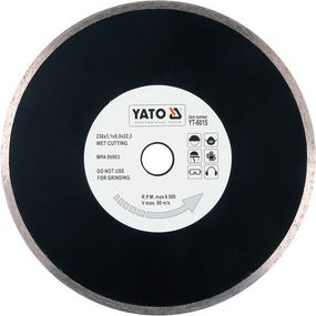 Диск алмазний суцільний Ø-230x5,3x22,2мм H-2,7мм мокрий різ YATO YT-6015