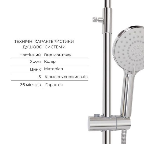 Комплект для душевой Latwa: Душевая кабина LLSC9090SATMIDGR2SET+Душевая система на 3 потребителя LDLAT1030CRM45417 | Зображення 6