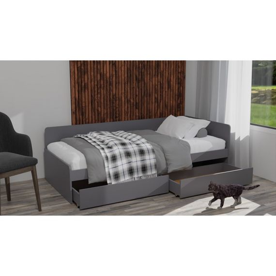 Односпальне ліжко з ящиками Еверест Соната-800 80х190 см Графіт (EVR-5578) | Зображення 1