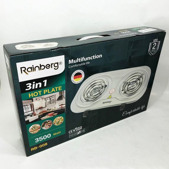 Електрична плита Rainberg RB-008 на 2 поверхні спіральна + 2 регулятори LJ-956 3500 Вт | Зображення 3