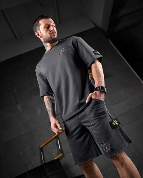 Спортивний костюм Stone island літній колір сірий | Зображення 4