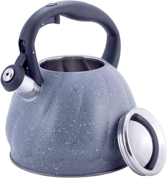 Чайник Kamille Whistling Kettle Marble 3л з нержавіючої сталі зі свистком (сірий мармур) | Зображення 1