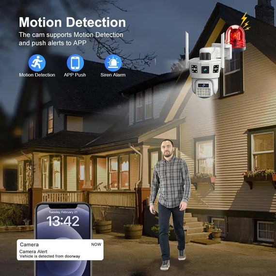 Wi Fi камера відеоспостереження 3 лінзи SD 39 APP V380pro | Зображення 2