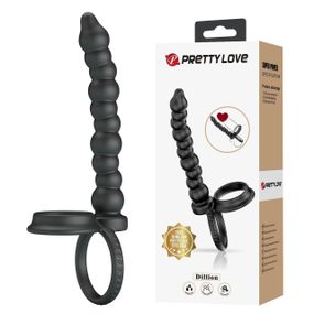 Кольцо-насадка Pretty Love Dillion для двойного проникновения, черная, 19 х 2.2 см Sex Aura