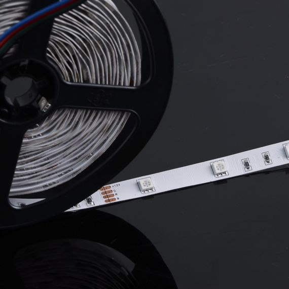 Цветная LED лента негерметичная 12V 14.4W 5050 WHITE PCB RGB IP20 1m (BY-024/30) | Зображення 6