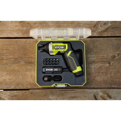 Отвертка аккумуляторная Ryobi RSD4-120T 4В, USB, Lithium, 1х2Ah, 5Нм, 200об/мин, кейс, 10 насадок (5133006210) | Зображення 2