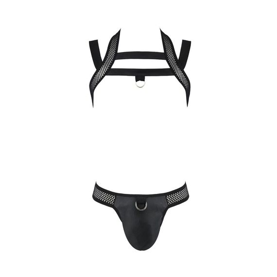 Комплект чоловічої білизни з кріпленнями Passion 043 JACOB XXL/XXXL Black, труси, шлейки | Зображення 4