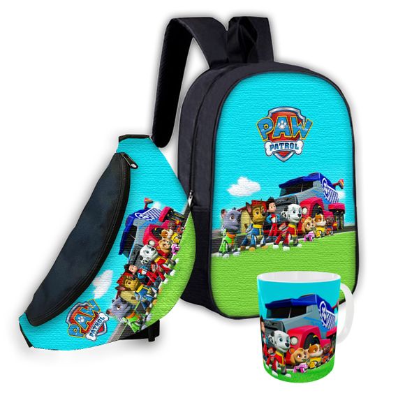 Набор детский Щенячий патруль рюкзак 36х27см сумка-бананка,кружка с принтом для мальчика (01624)