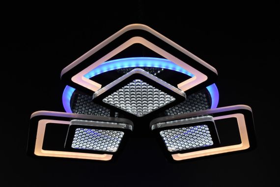 Люстра світлодіодна стельова LED світильник для квартири на стелю лед з пультом 26038 Чорний 9х49х49 см. | Зображення 9