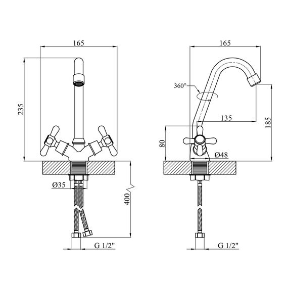 Змішувач для кухні Kroner KRM Royce - C030 (CV029049) | Зображення 1