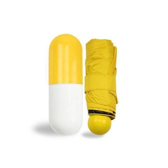 Мини-зонт Капсула, карманный зонтик в футляре Желтый