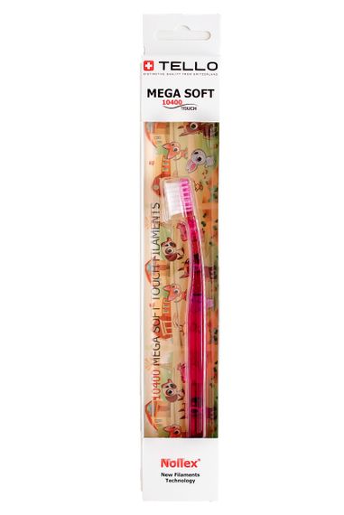 Дитяча зубна щітка Tello Kids 10400 Mega Soft White (від 0 до 5 років), рожева