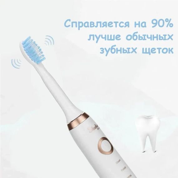Електрична зубна щітка Shuke SK601 акумуляторна щітка для зубів з 4 насадки Біла | Зображення 5