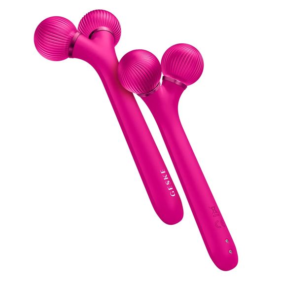 Електронний ультразвуковий ролик для обличчя GESKE Sonic Facial Roller 4в1 gray, Малиновий | Зображення 5